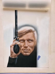 KABC Eye On L.A. Secret Agent Graphic, Airbrush & Acrylic on Paper, TV Guide excerpt copy (Lot of 2)