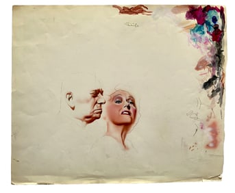 Unfinished Airbrush and Pencil depicting Gloria Swanson & Erich von Stroheim
