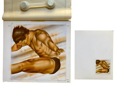 Olympic Diver, Airbrush. 1984 Summer Olympics, Los Angeles (Lot of 2)