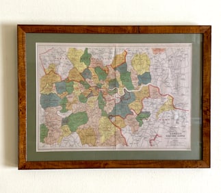 Greater London Electric Supply Color Reference Map, c 1912