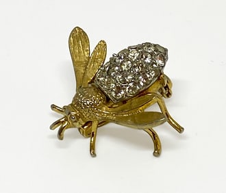 Joan Rivers Beautiful Bee Crystal Goldtone Brooch