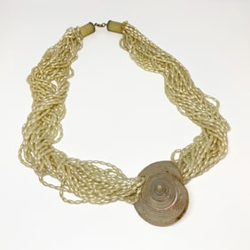 Seed Pearl Necklace with Pearled Trochus Shell