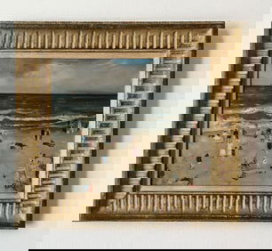 Lucien Adrion, Beach Scene Oil on Canvas