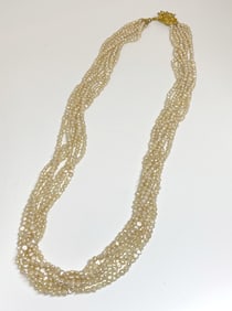 Freshwater Pearl Six Strand Asian Motif Clasp