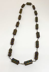 Victorian Necklace Enamel Flower on Boxes