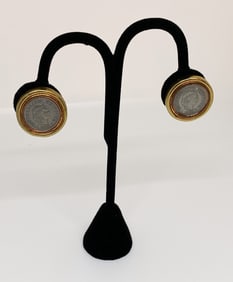 David Grau 1985 embedded swiss coin earrings