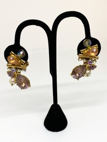 Christian Lacroix Multi Jewel Clip-On Earrings