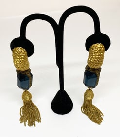 Gold Tassel Clip-On Earrings