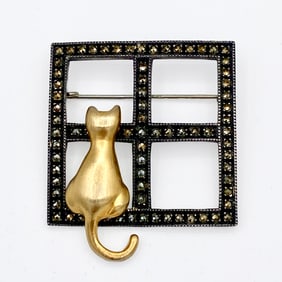Judith Jack Vintage Cat in Window Pendant