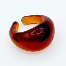 MCM Amber Colored Glass Art Ring