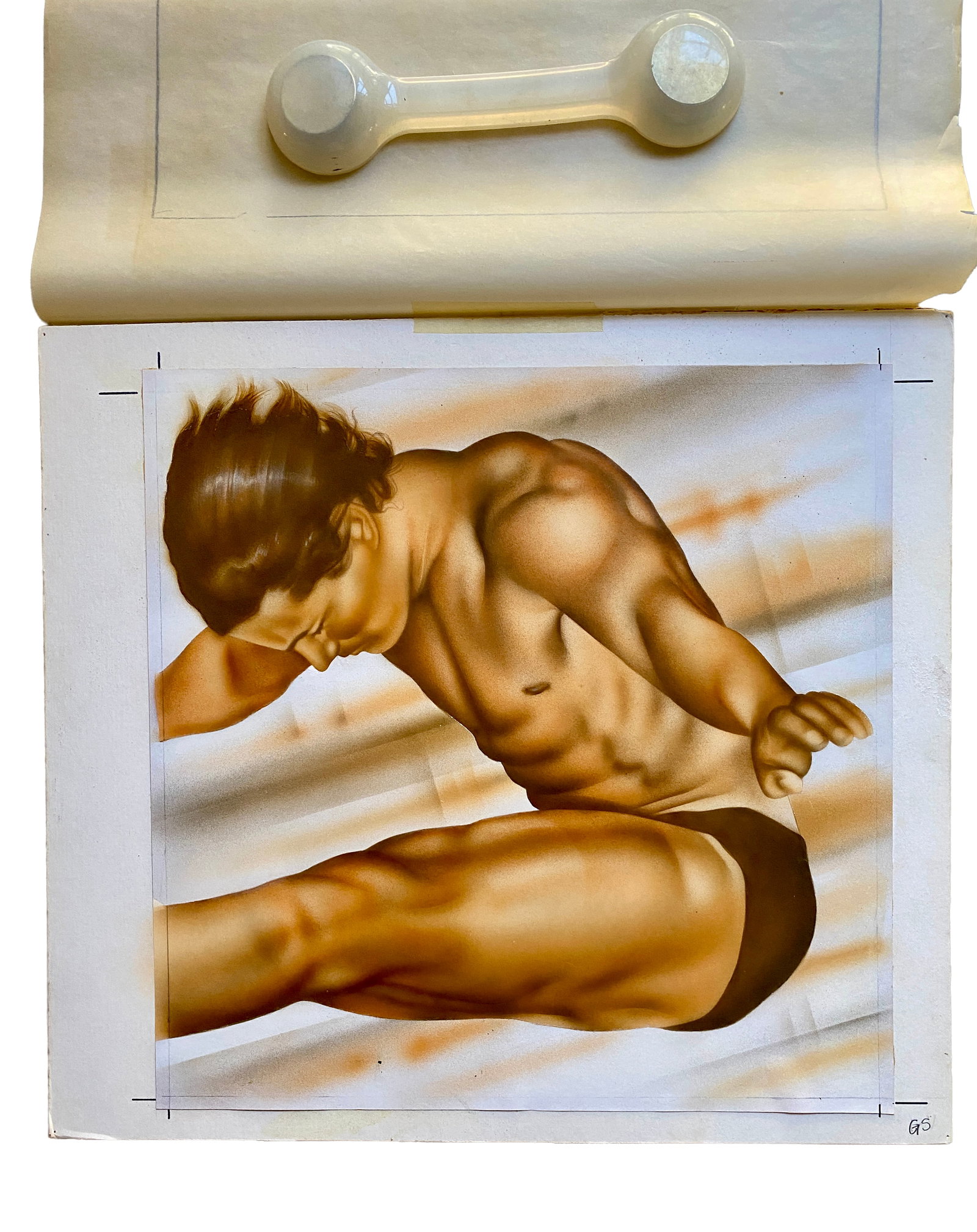Olympic Diver, Airbrush 1984 L.A. Summer Olympics: Olympic Diver, Airbrush. by Bruce Alexander. KABC Eyewitness News Graphic for 1984 Summer Olympics, Los Angeles (Lot of 2) | 13 x 14.5 original on artboard, 8.5 x 11 photo sample, 5.4 oz total
