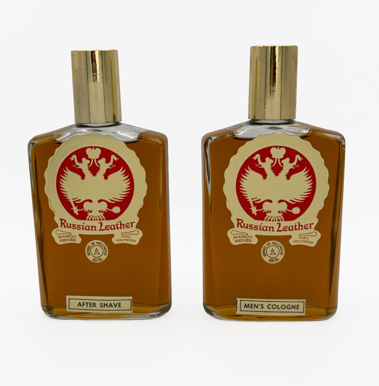Vintage "Russian Leather" Cologne/Aftershave Set: RARE Vintage "Russian Leather" Cologne/Aftershave Set by Bergel of Hollywood - 6 fl oz. - New in Box Unused.