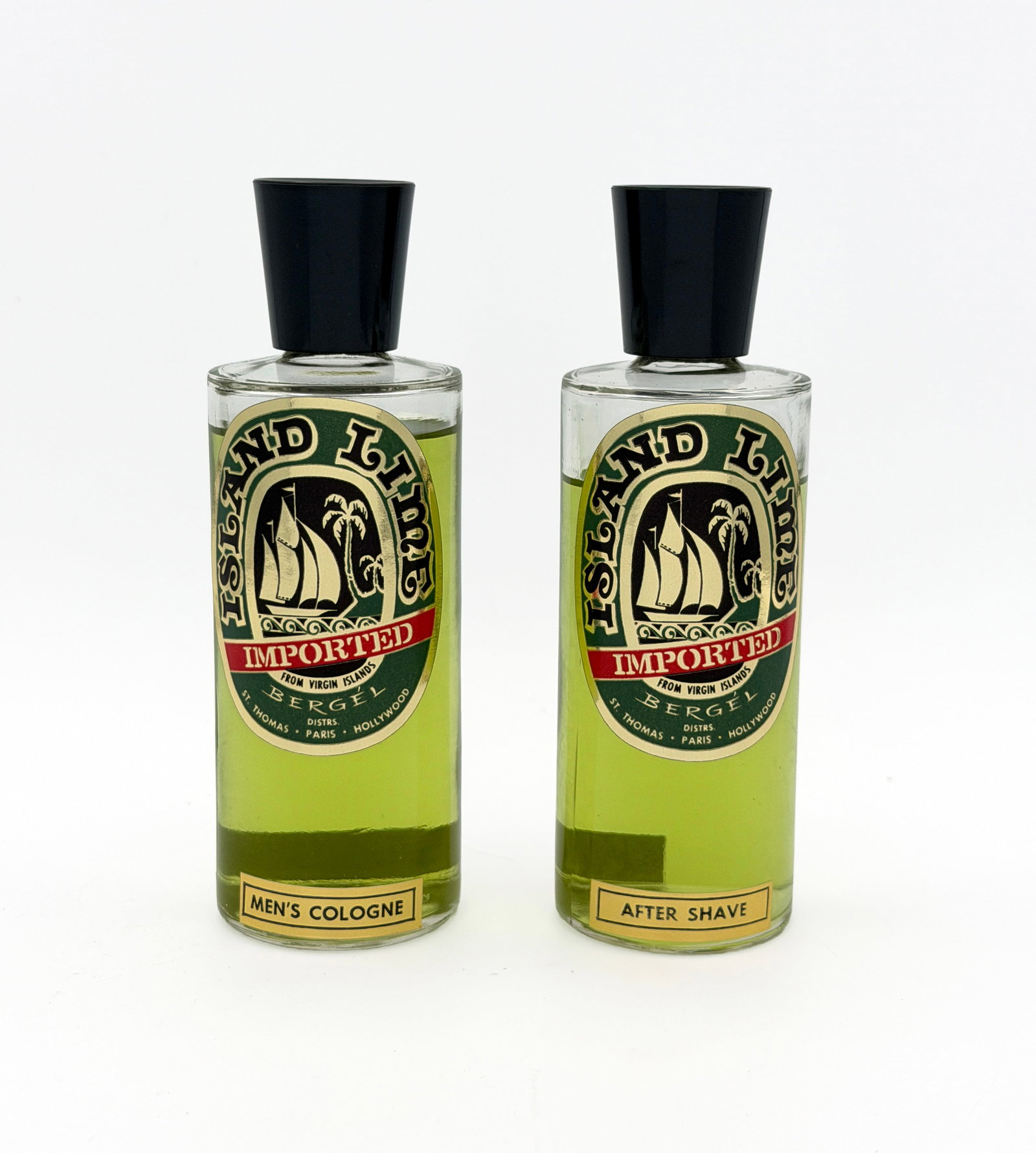 Vintage "Island Lime" Cologne/Aftershave set 8oz: RARE Vintage "Island Lime" Cologne/Aftershave boxed set by Bergel of Hollywood - 8 fl oz. - New in Box Unused. Bergel of Hollywood, a luxury perfume business established in 1945 specializing in popula