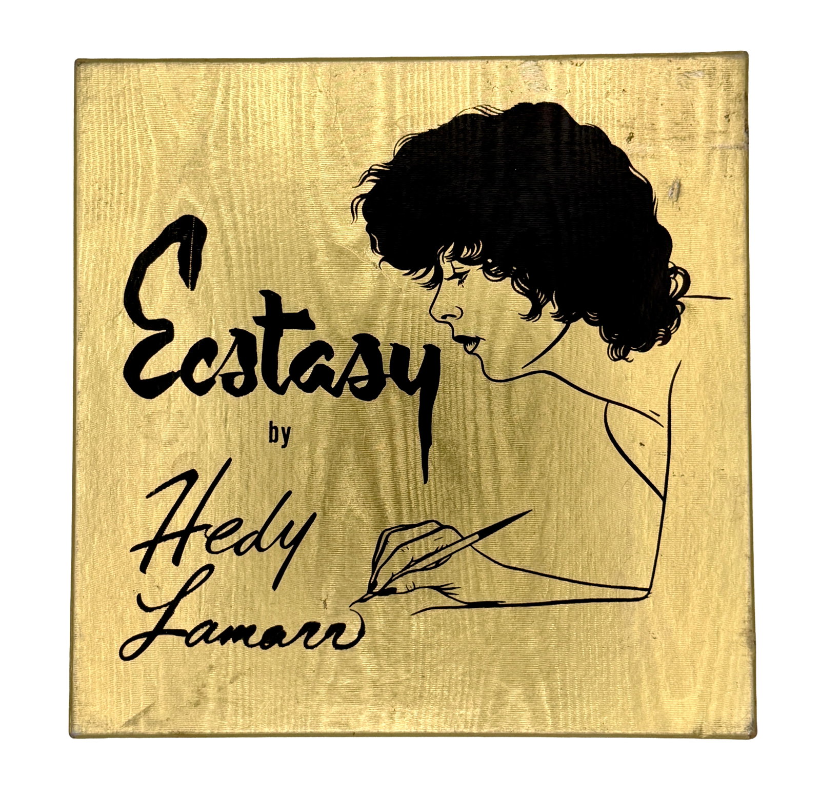 RARE 1960s Ecstasy by Hedy Lamarr 0.5 oz bottle: RARE Vintage Ecstasy by Hedy Lamarr 0.5oz glass bottle. 1960s. Named for her groundbreaking, controversial 1933 movie. Paired with large 8 fl. oz. bottle of Bergel's Dusk to Dawn as a promotional tie-