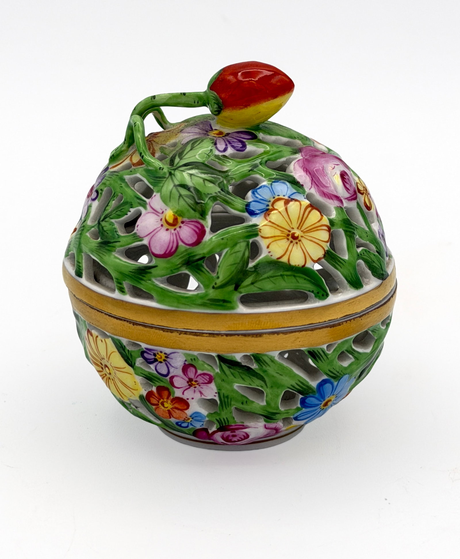 Herend Hungary Reticulated Porcelain Box (1 of 2)