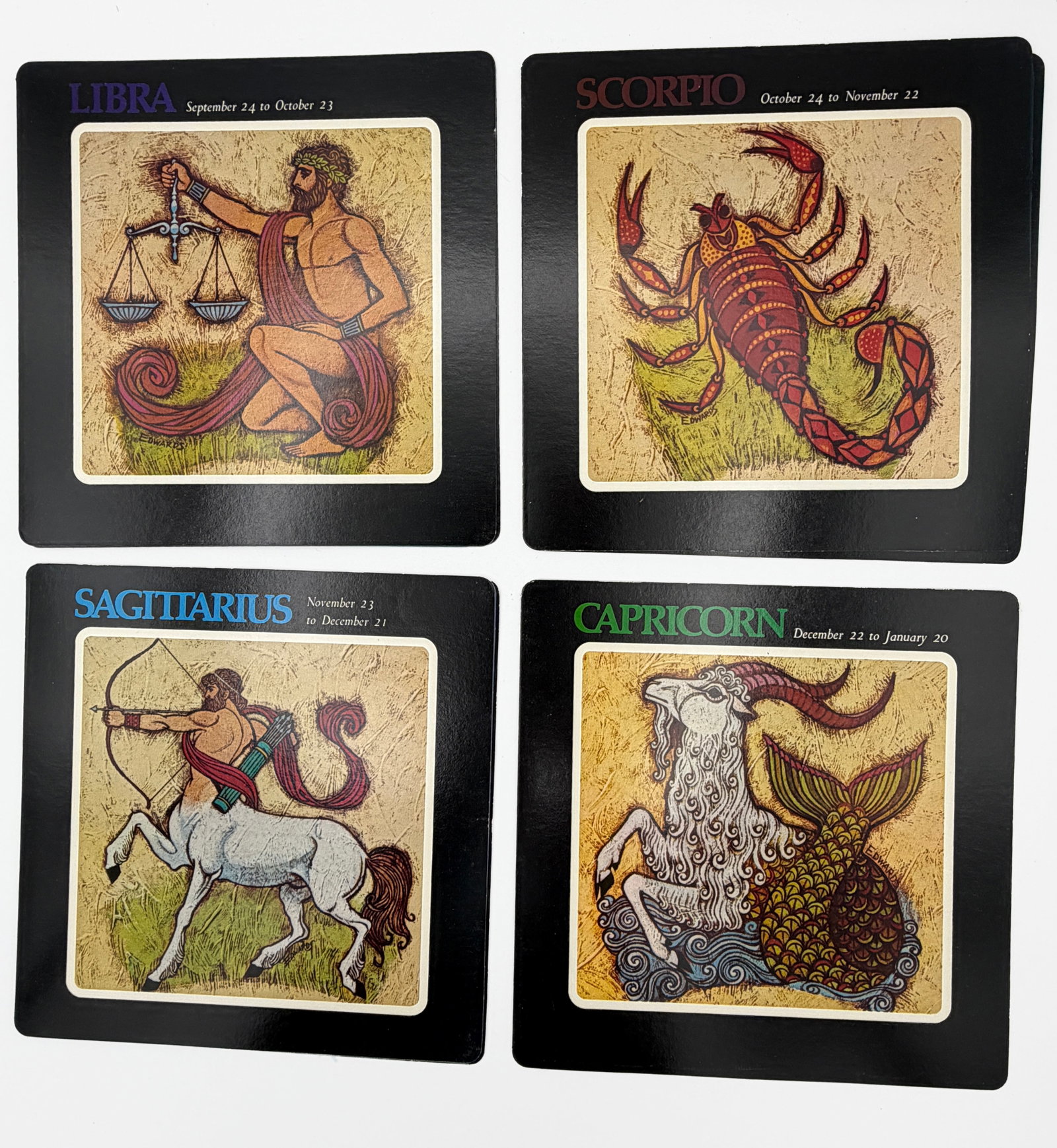 Lot of 19 Birth Sign Musicards 45 Records: Lot of 19 Birth Sign Musicard 45rpm 7" Records. Published 1976. 1 Aquarius, 4 Pisces, 2 Aries, 2 Taurus, 2 Gemini, 1 Virgo, 2 Libra, 2 Scorpio, 2 Sagittarius, 1 Capricorn. Cancer & Leo missing.