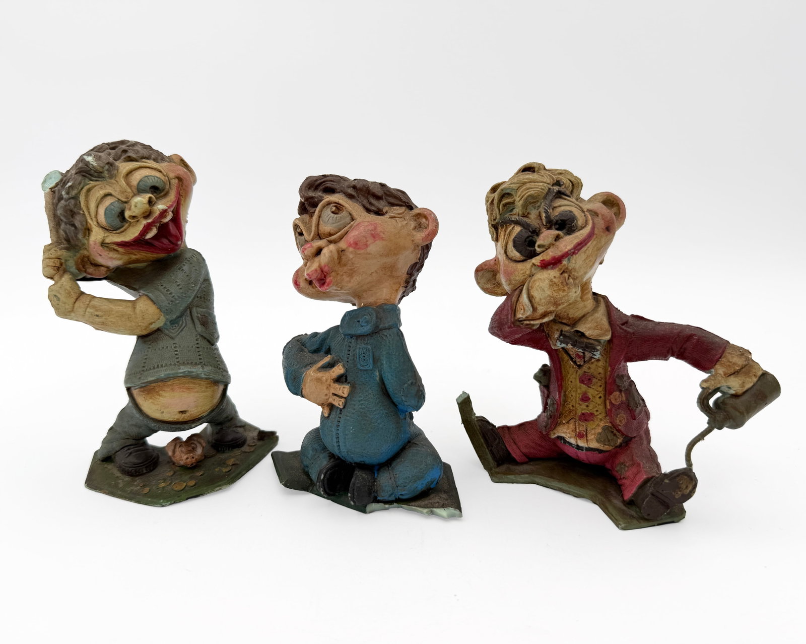 Trio of Blame-Its Painted Figures: Trio of Blame Its Nutty Mags painted figures 1963-1964. Design attributed to Big Daddy Roth.