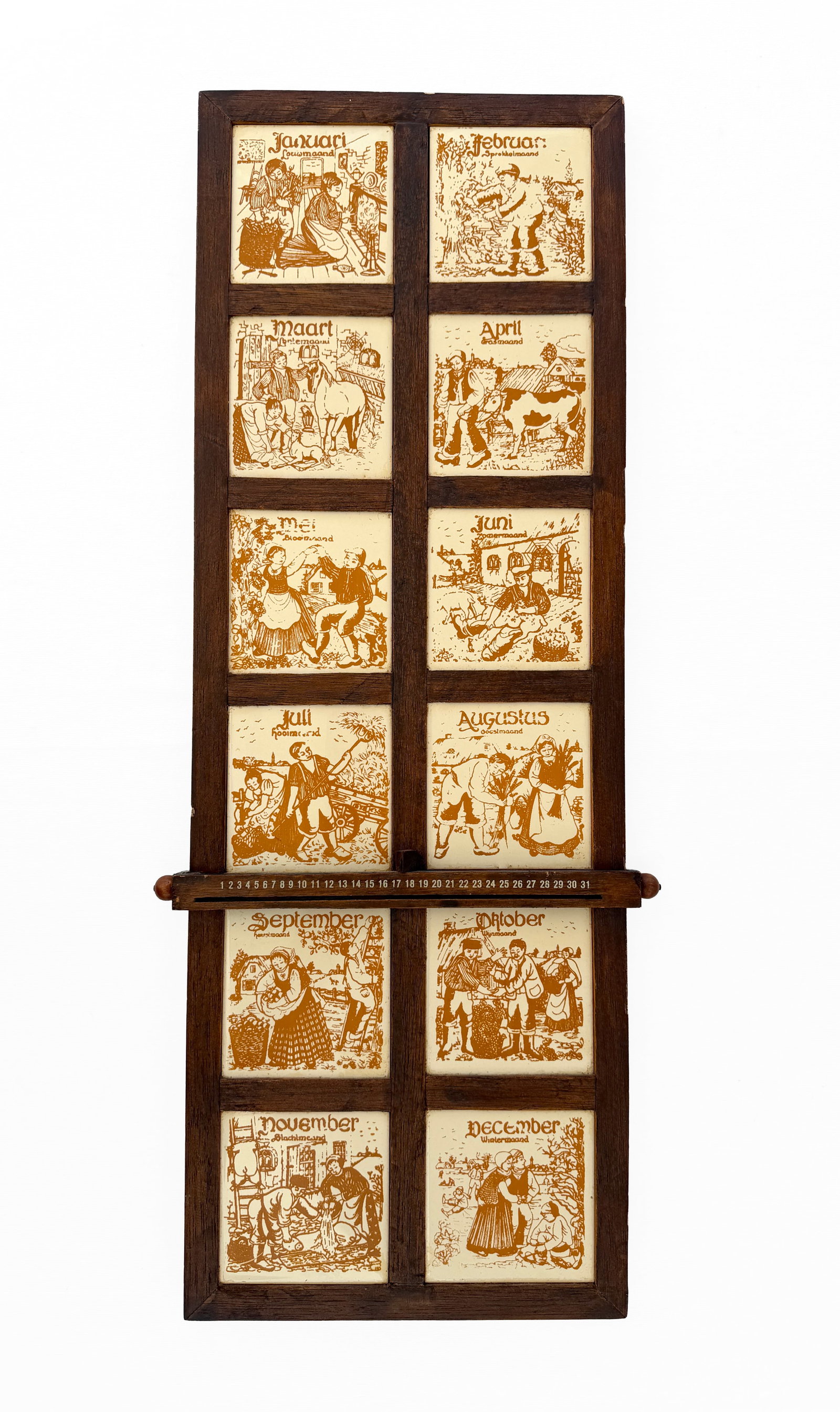 Vintage Dutch Tile Panel Perpetual Calendar (1 of 1)
