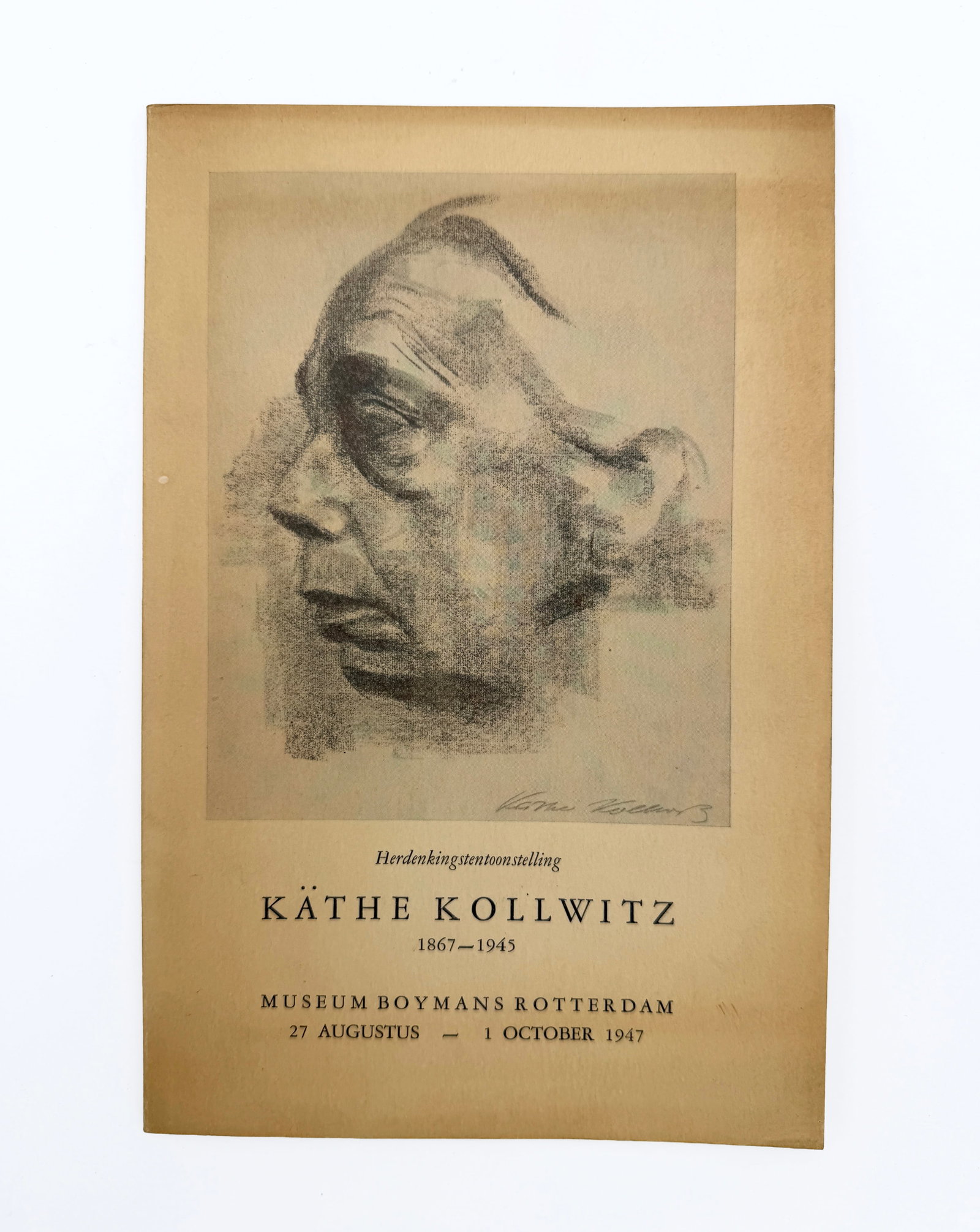 Kathe Kollwitz Museum Boymans Booklet, 1947: “Herdenkingstentoonstelling Käthe Kollwitz, 1867–1945,” an illustrated Dutch-language catalogue published for the memorial exhibition held at Museum Boymans, Rotterdam, from August 27
