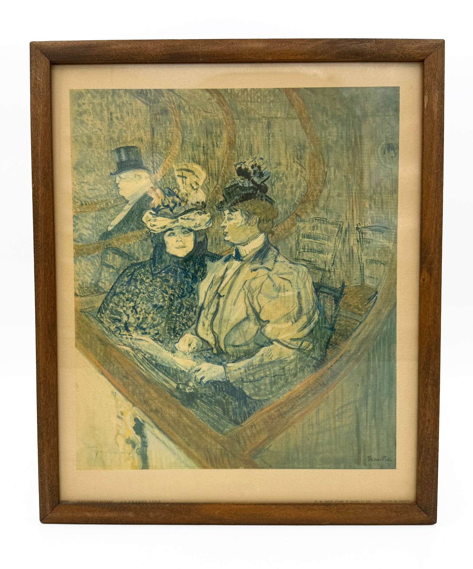 Toulouse-Lautrec La Grande Loge Print: La Grande Loge by Henri Toulouse-Lautrec print in simple brown frame. Printed in France by Musee d'albi & braun et cie 39329