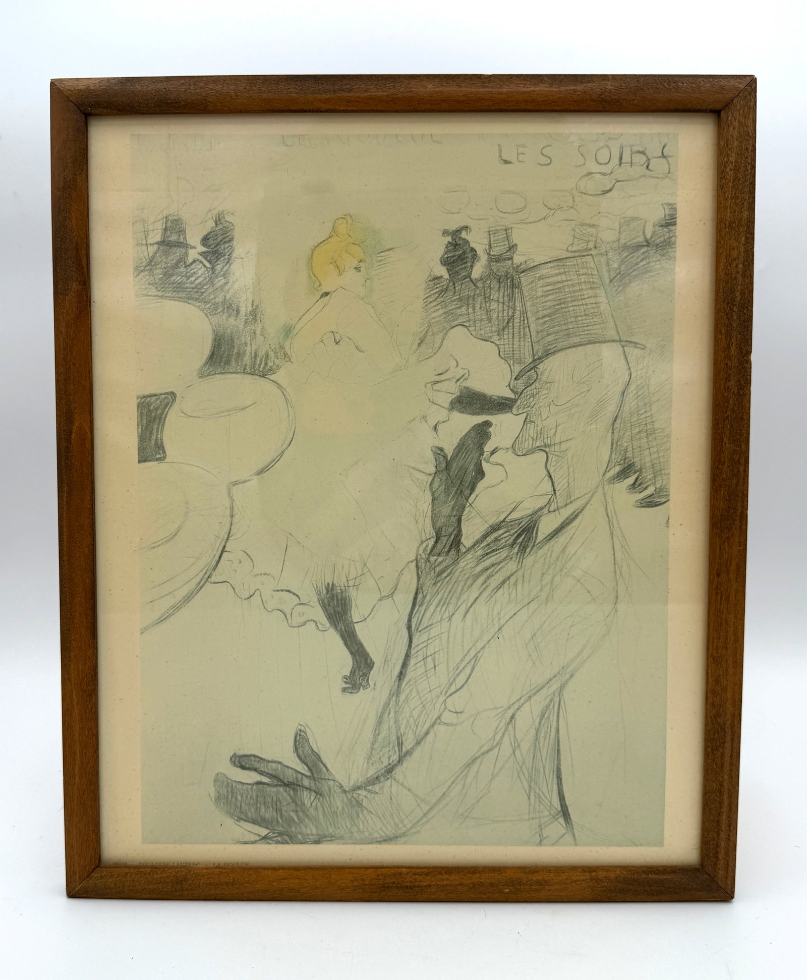 Toulouse-Lautrec La Goulue Print: La Goulue by Henri Toulouse-Lautrec print in simple brown frame. Printed in France by Musee d'albi & braun et cie 30302