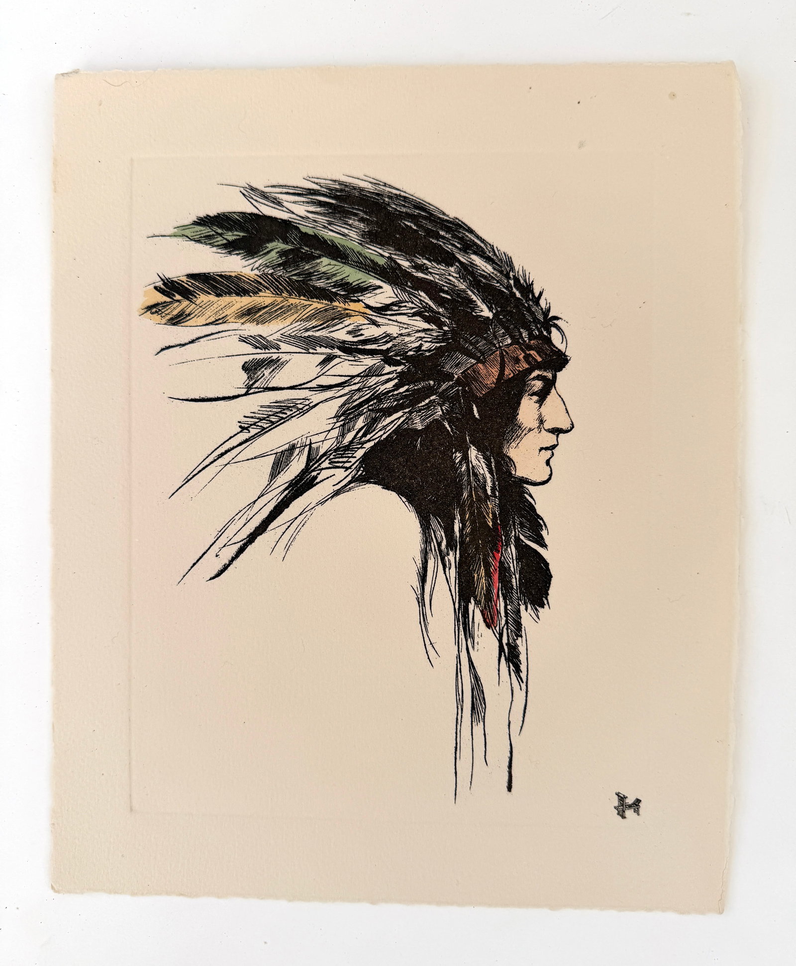 Vintage Native American Chief Lithograph (1 of 1)