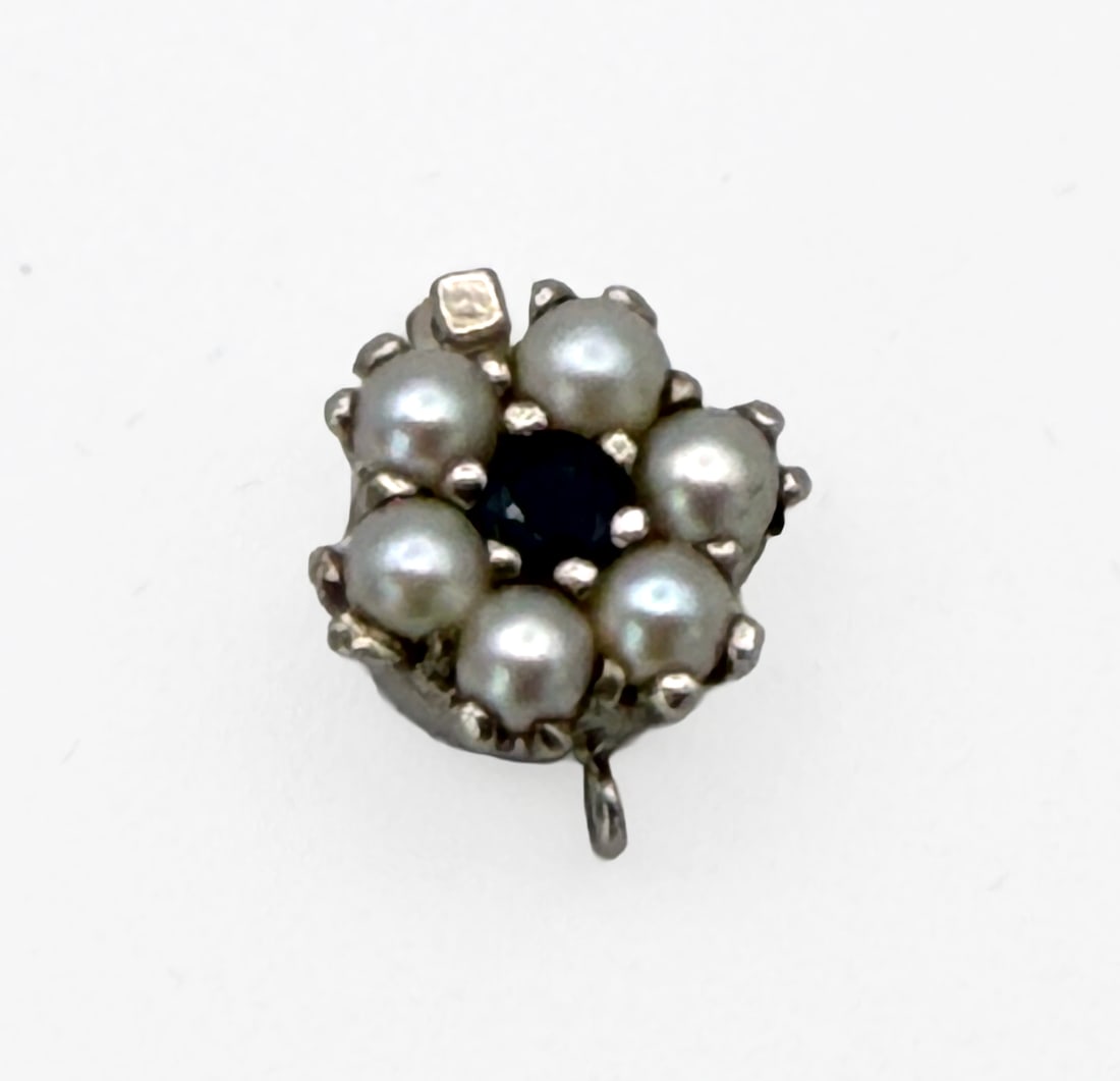 Vintage 14k gold clasp w/ 6 pearls & sapphire (1 of 2)