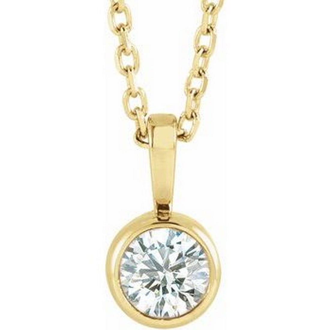 14K Yellow 1/4 CT Natural Diamond Bezel-Set Solitaire 16-18" Necklace (1 of 2)