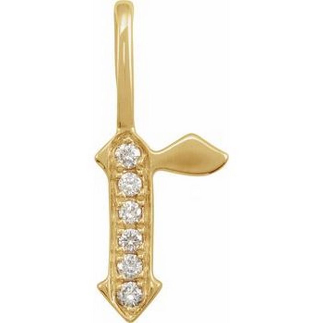 14K Yellow .06 CTW Natural Diamond Gothic Initial R Charm/Pendant (1 of 2)
