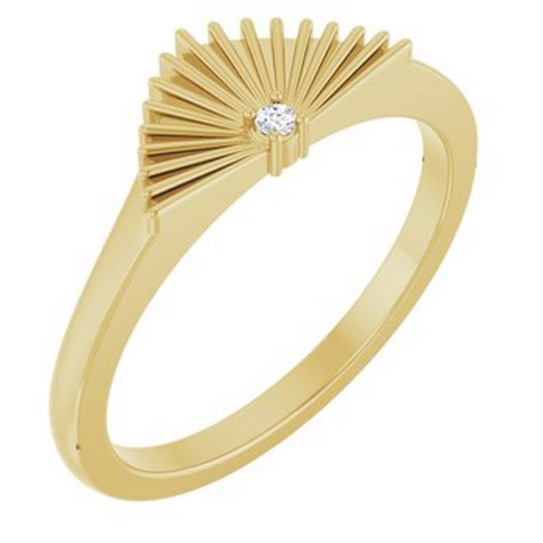 14K Yellow .015 CT Natural Diamond Fan Ring (1 of 2)