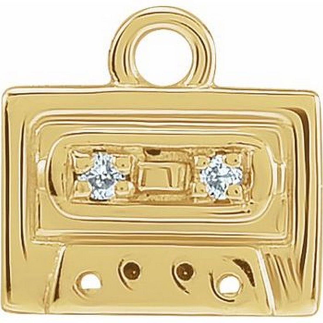 14K Yellow .01 CTW Natural Diamond Radio Cassette Dangle (1 of 2)