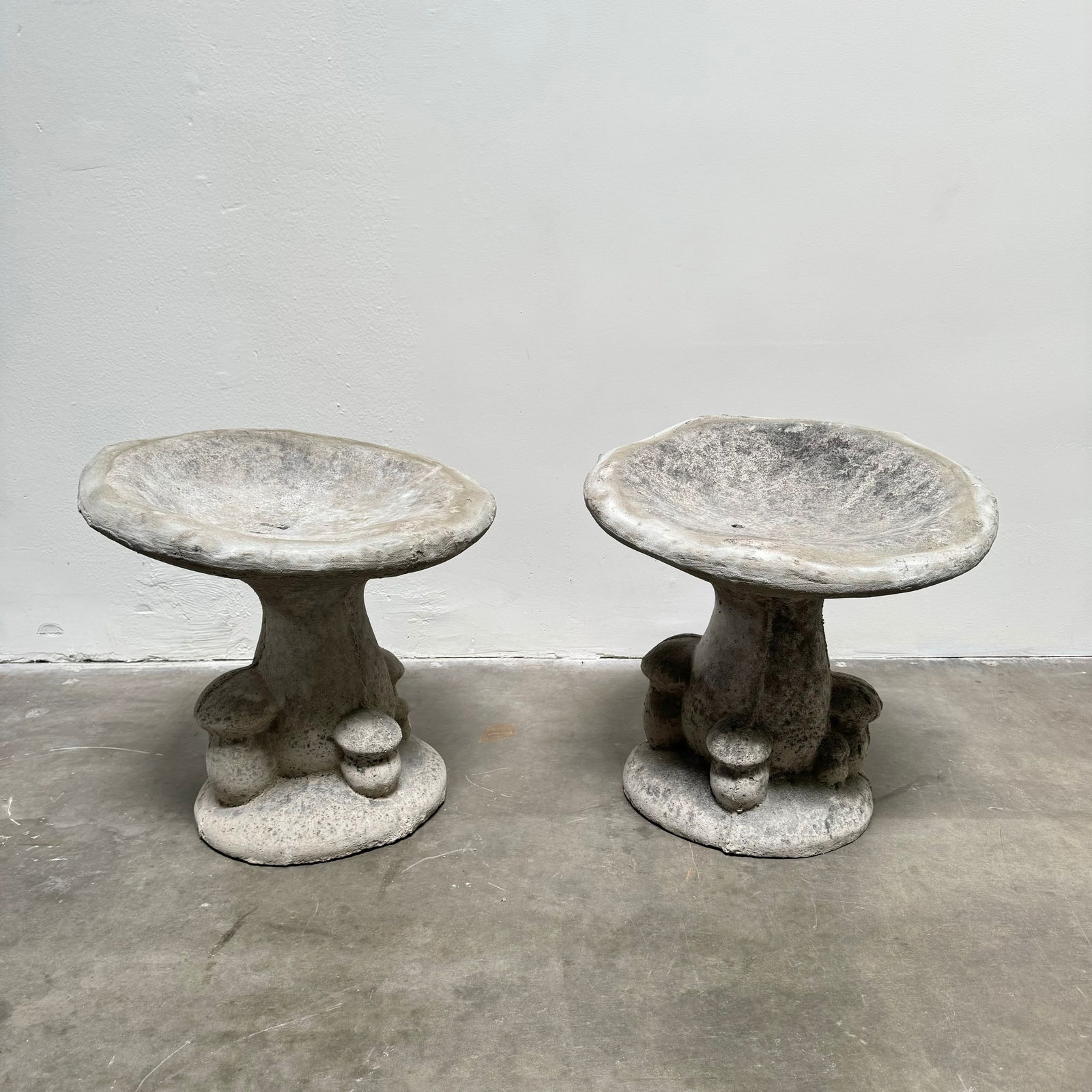 Pair of Grey Concrete Mushroom Stools, France circa 1960s (1 of 10)