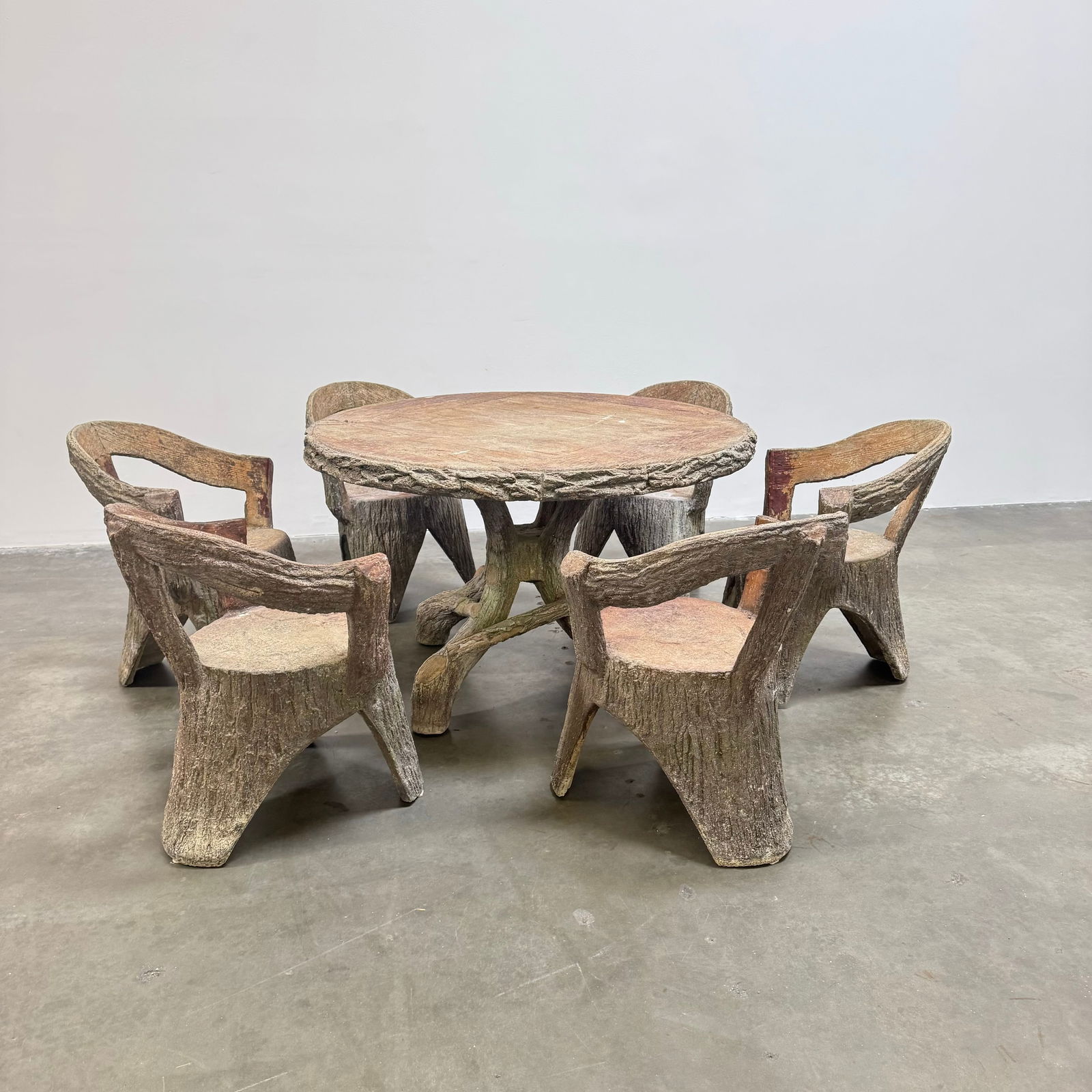 Faux Bois Dining Table and Set of 6 Dining Chairs, France 1950s (1 of 15)