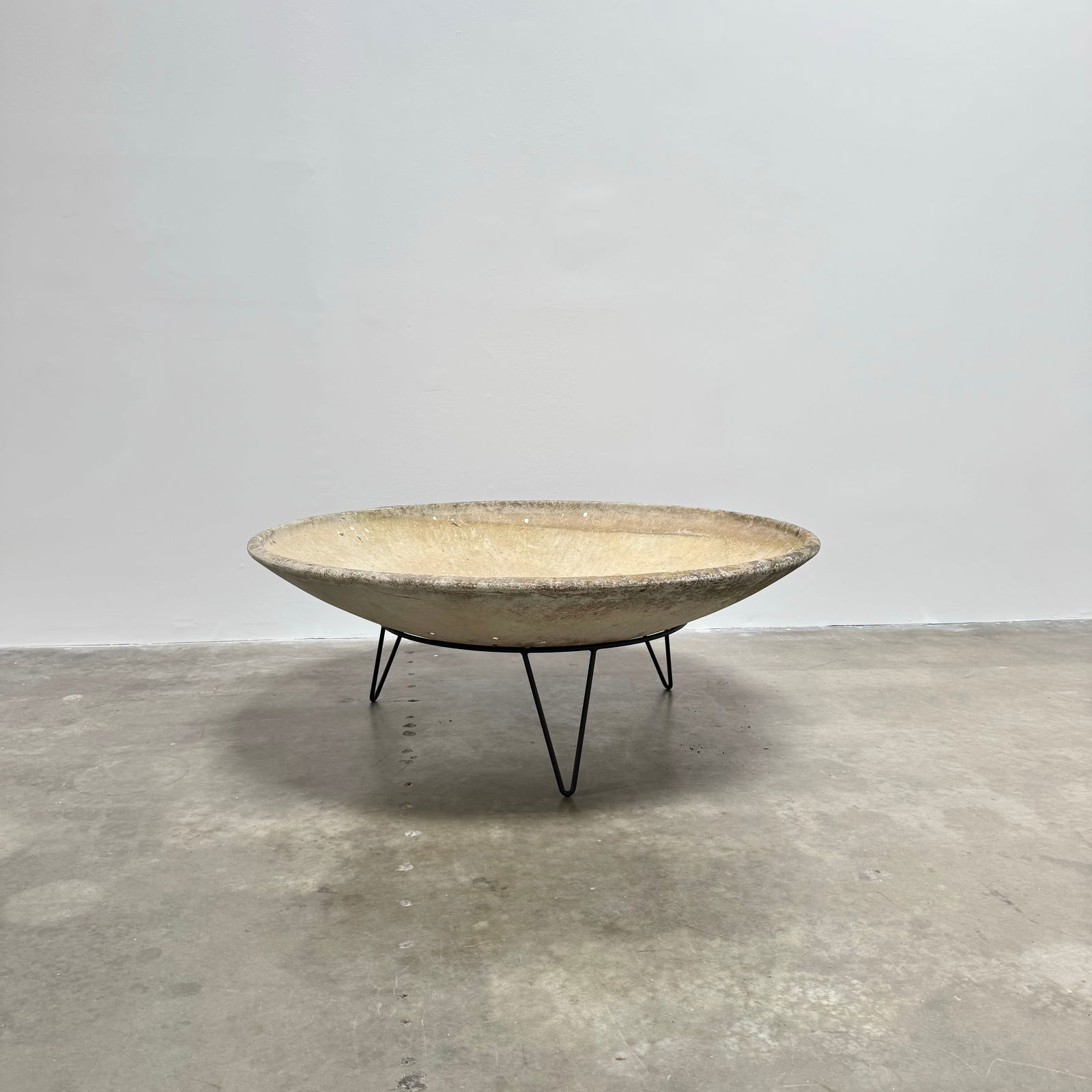 Monumental Willy Guhl Bowl Planter with newly manufactured custom iron stand, Switzerland circa 1970 (1 of 10)