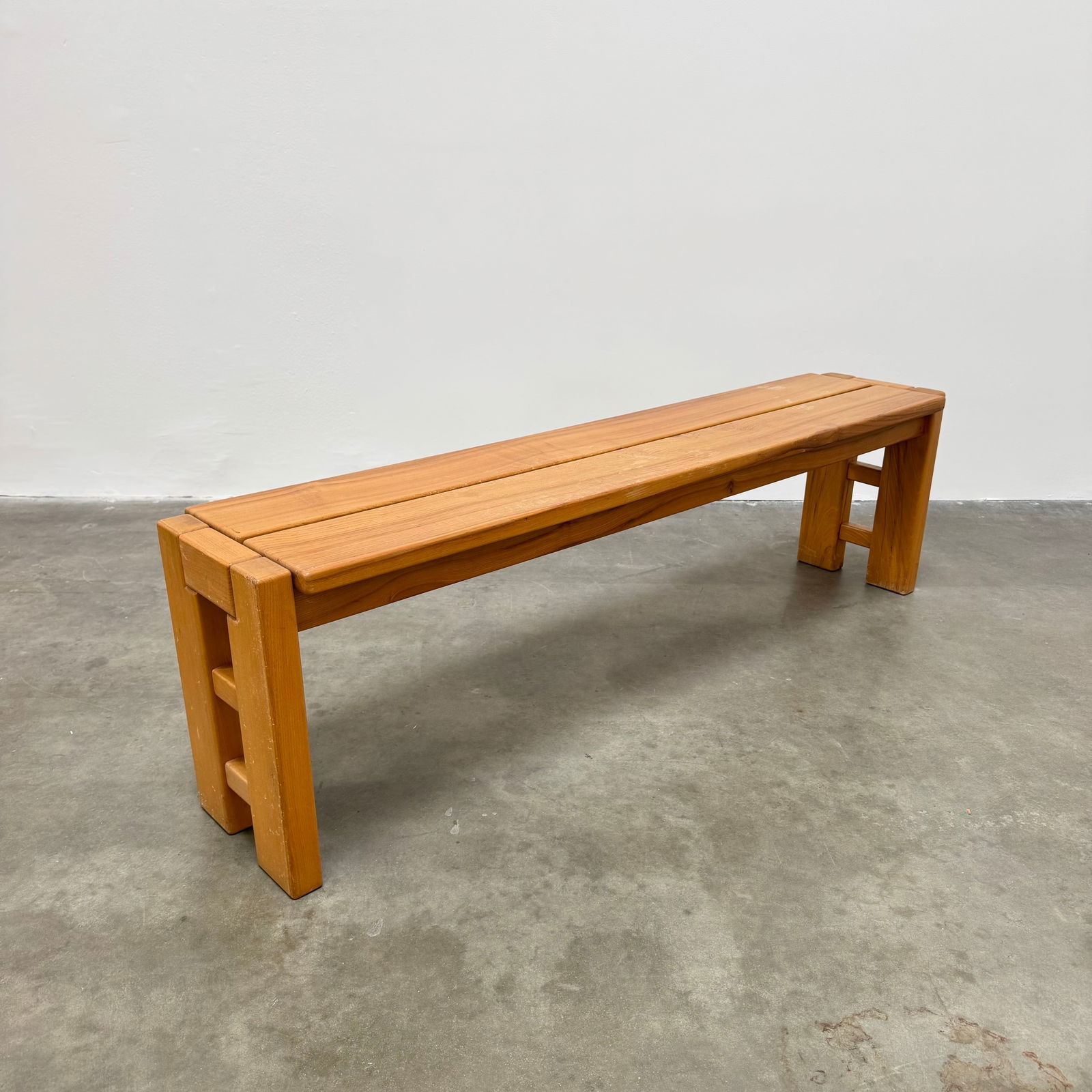 Maison Regain Elm Wood Bench, France circa 1990 (1 of 11)