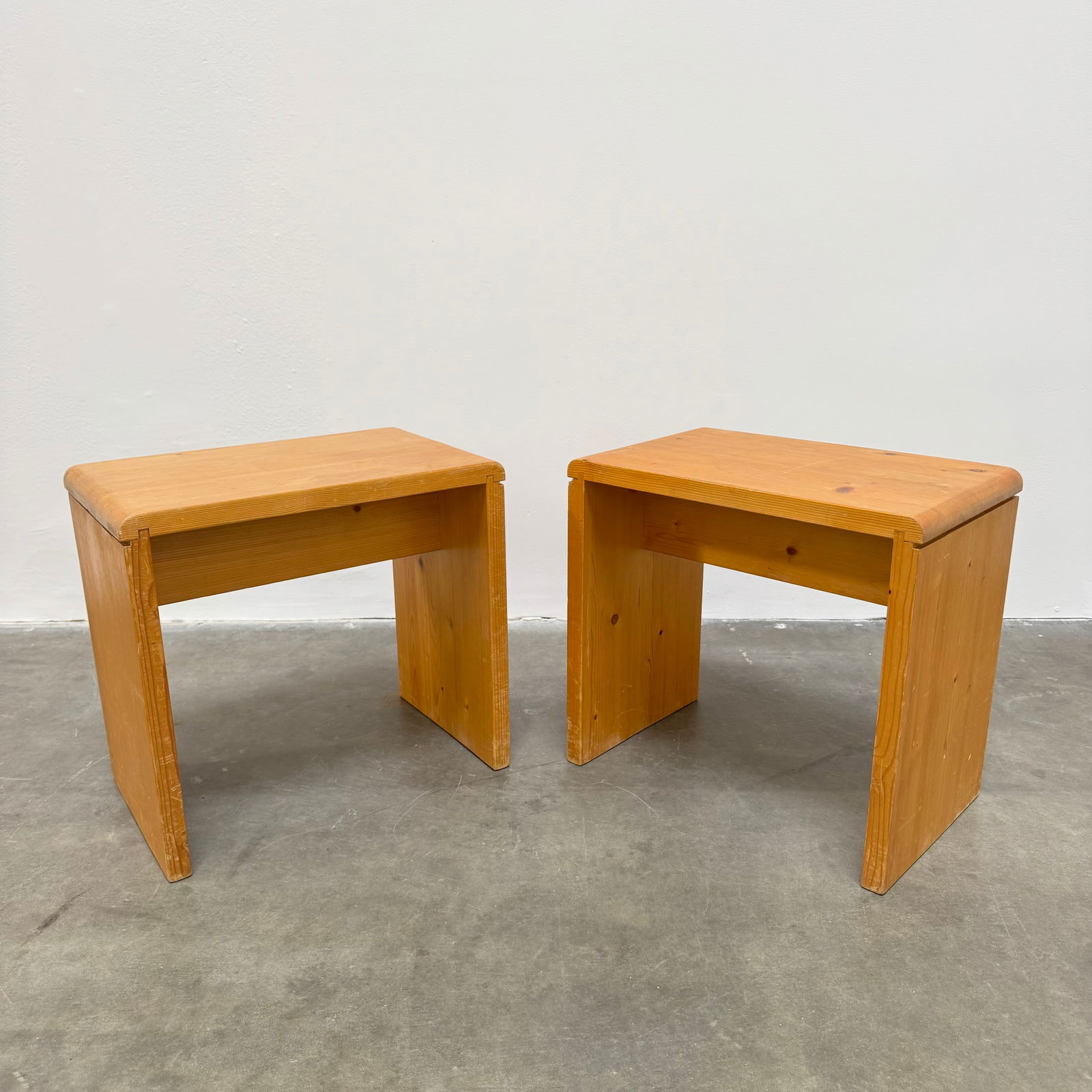 Pair of Charlotte Perriand Les Arcs Pine Stools/Side Tables, France 1970s (1 of 9)