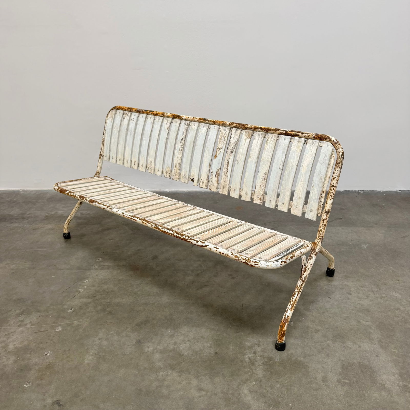Vintage Metal and Wood Folding Bench, France 1960s (1 of 8)