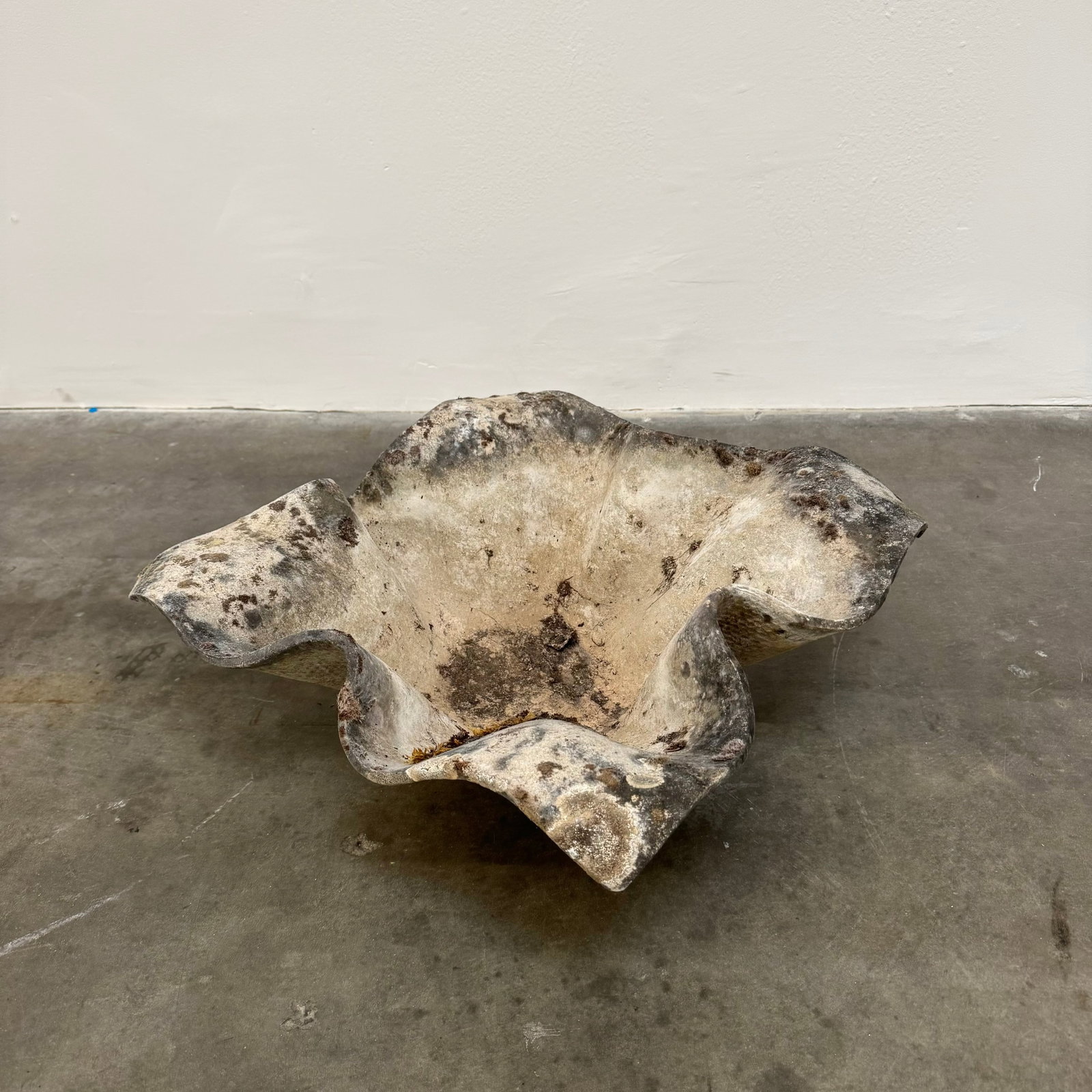 Single Willy Guhl Elefantenohr Planter, Switzerland 1960s: Elefantenohr' (Elephant's Ear) planter, also known as a Handkerchief planter, by Willy Guhl for Eternit, Switzerland circa 1960. Factory-drilled drainage holes. Wonderful patina. Height: 11.5" Width: 