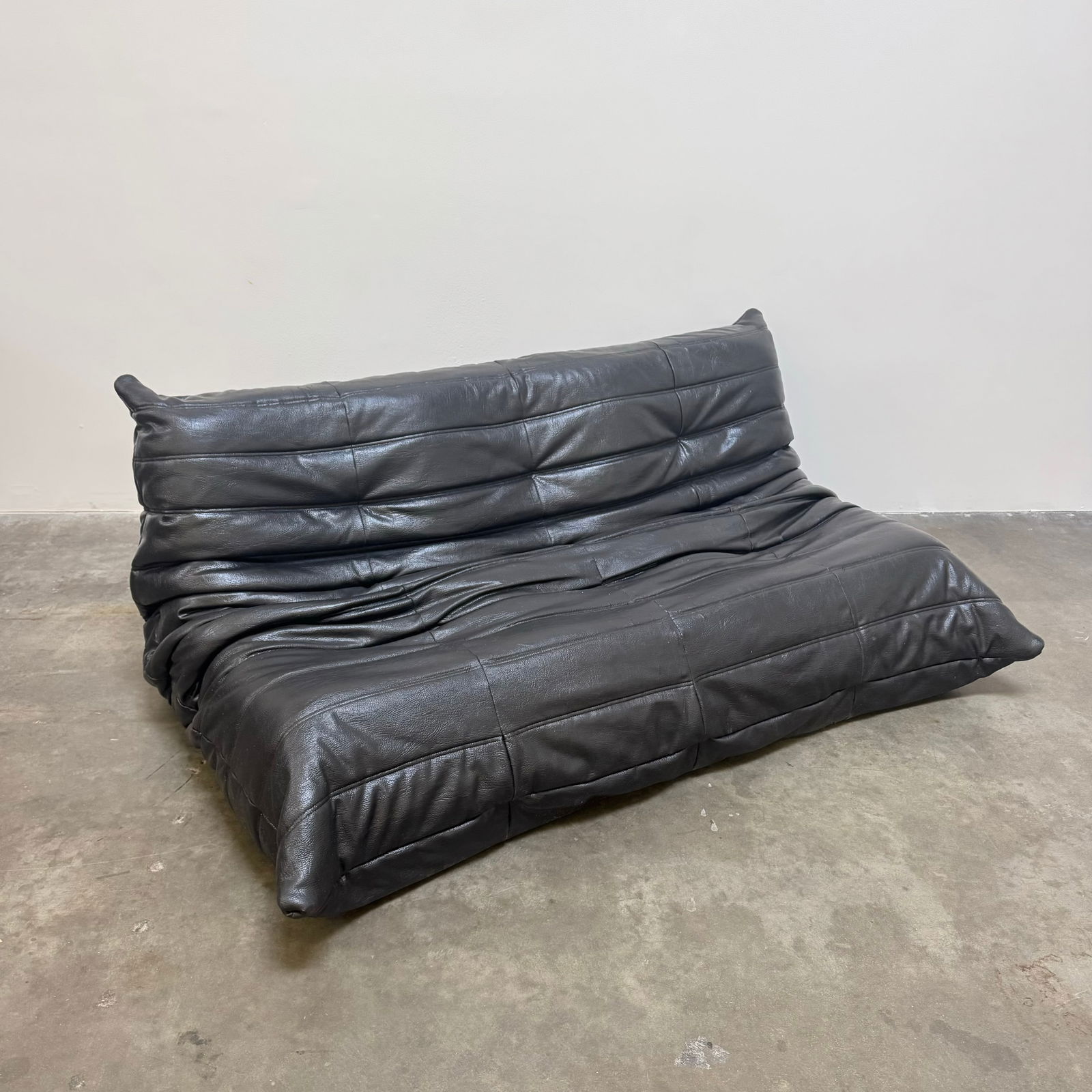 Ligne Roset "Togo" Sofa in Black Pleather, circa 1980 (1 of 10)