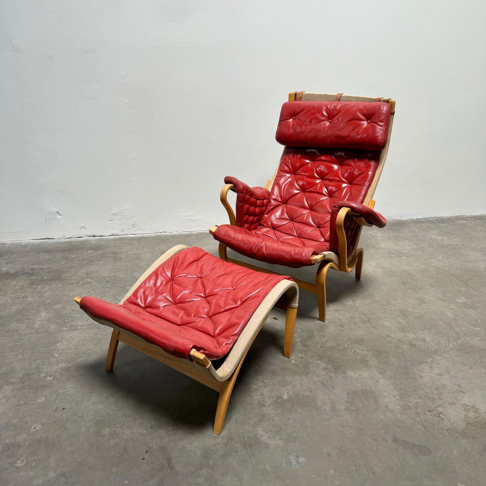 Bruno Mathsson "Pernilla 69" Lounge Chair & Ottoman, Sweden 1970s (1 of 5)