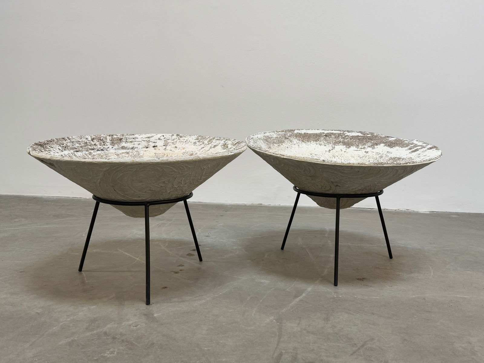 Pair of Large Conical Concrete Planters (1 of 10)