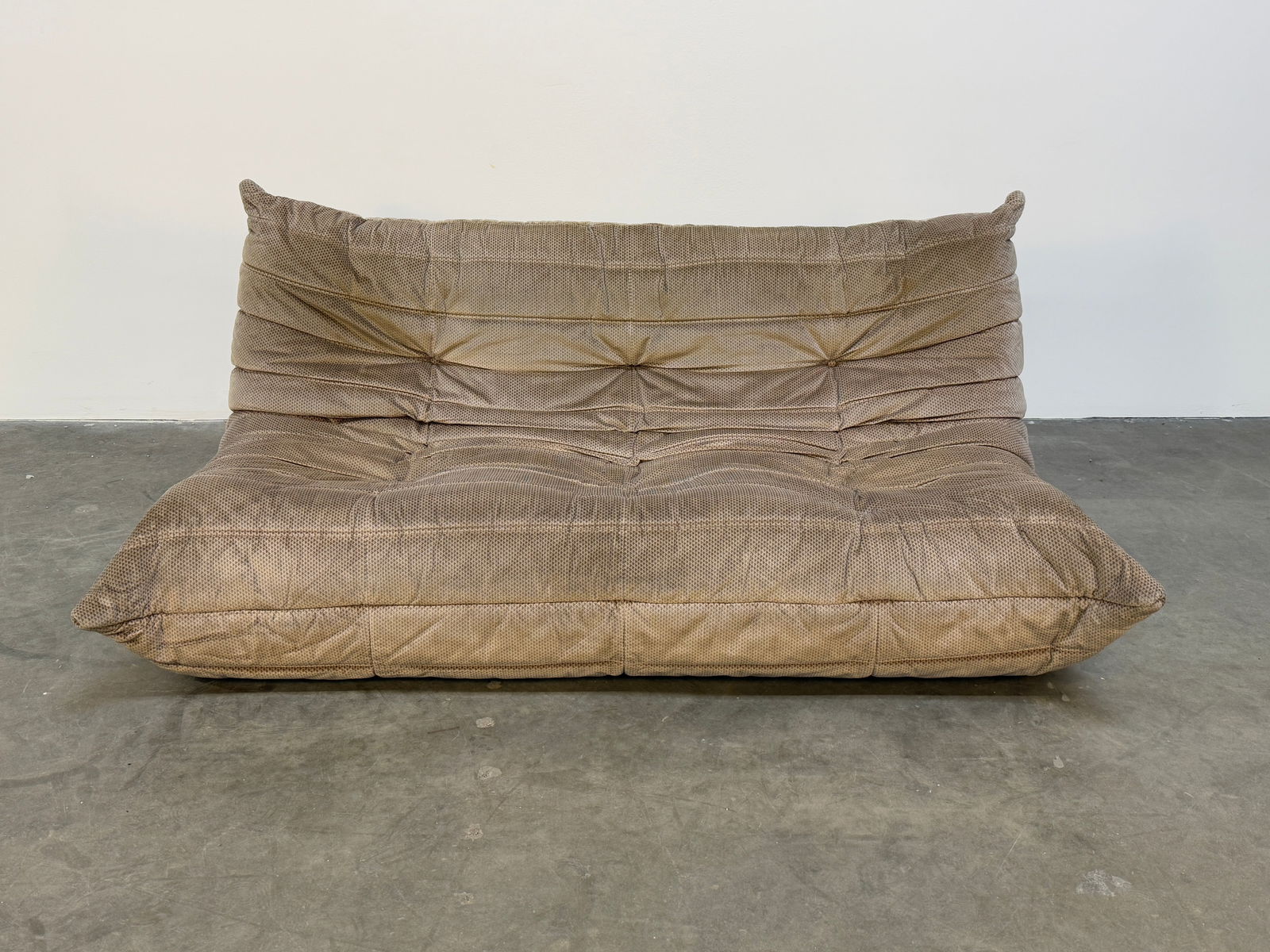 Original Brown Velvet Three Seater Sofa Togo for Ligne Roset (1 of 8)