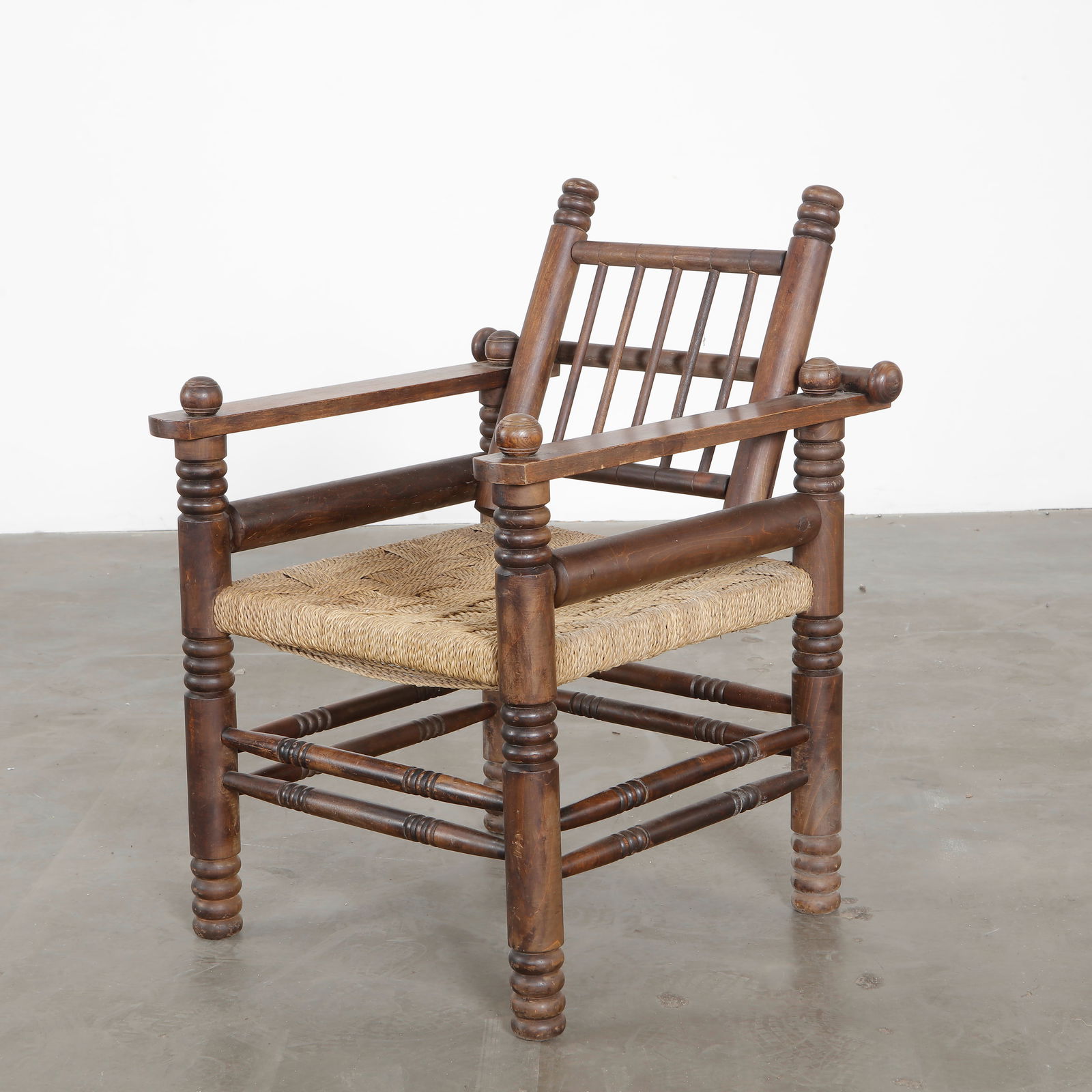 French Oak and Cord Lounge Chair by Charles Dudouyt, 1940s (1 of 7)