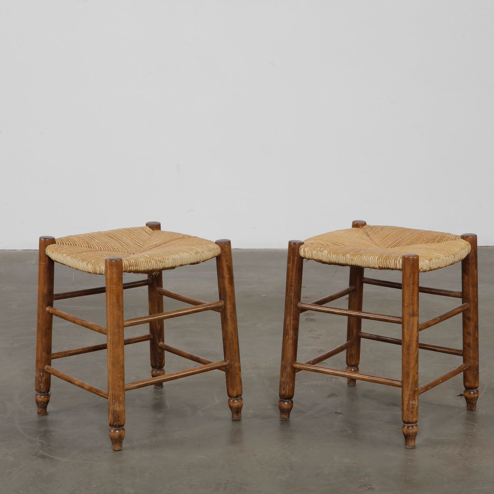 Pair of Oak Stools Attributed to Charlotte Perriand, 1960s (1 of 3)