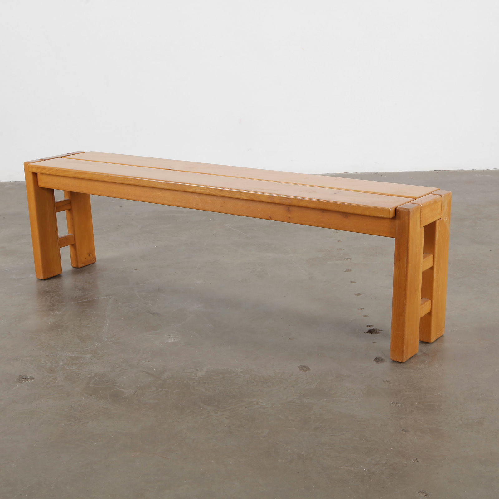 Elm Wood Bench by Maison Regain, 1960s (1 of 6)