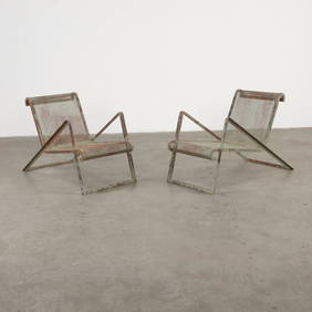 Jean Royere Painted Perforated and Tubular Lounge Chair Set, c. 1937 (1 of 13)