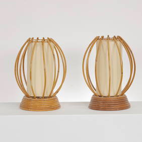 Pair of 1960s French Rattan Table Lamps by Louis Sognot (1 of 10)