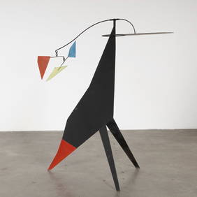 Black and Red Contemporary French Metal Sculpture, Artisan Crafted, 1980s (1 of 13)