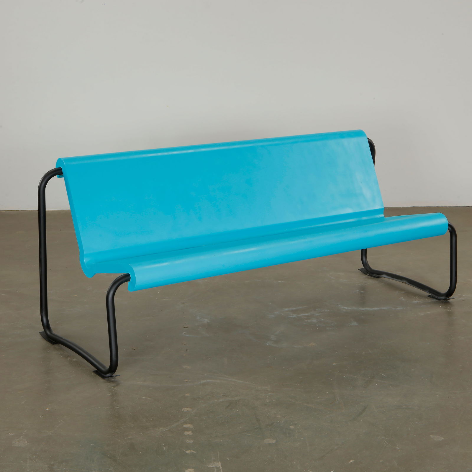 Willy Guhl Fiberglass Blue Bench, 1960s (1 of 8)