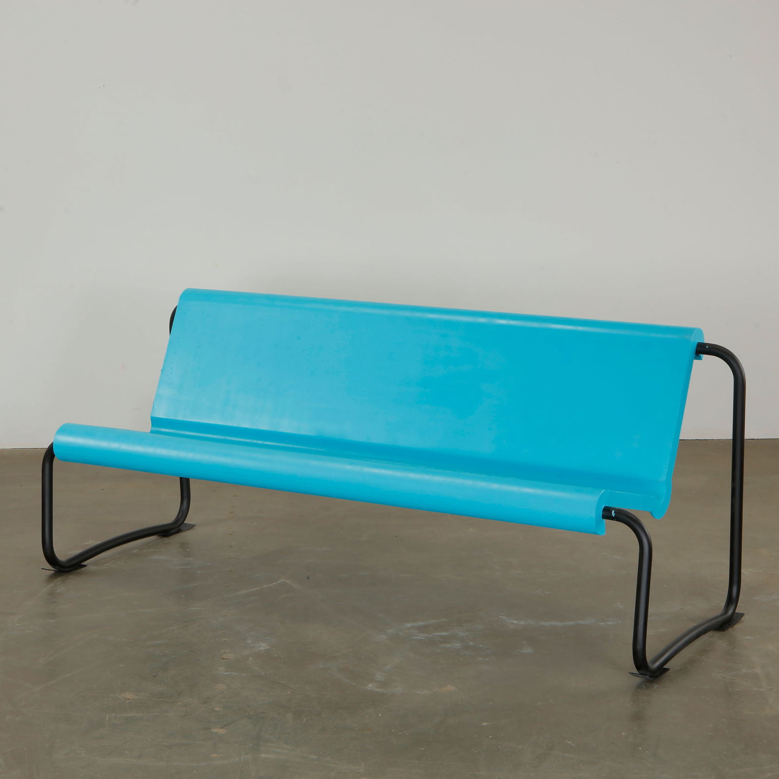 Willy Guhl Fiberglass Blue Bench, 1960s (1 of 8)